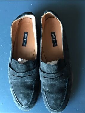 Paul Green Black Suede Penny-Loafer Style Slip-Ons